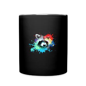 Raccoon,Bear,Graffiti,Painting,Colorful - Full Colour Mug - black - Front