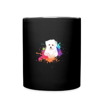 malteser ,hund ,bunt ,hund, Malerei,graffiti, - Tasse einfarbig - Schwarz - Vorne