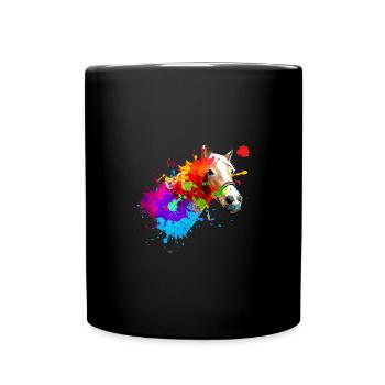 Horse,Haflinger, Graffiti, Painting, Colorful, Horses, - Full Colour Mug - black - Front