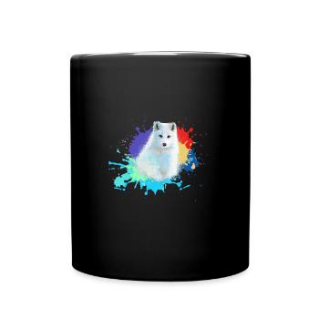 Renard arctique, renard, menthe, aquarelle, peinture, coloré - Mug uni - noir - Devant