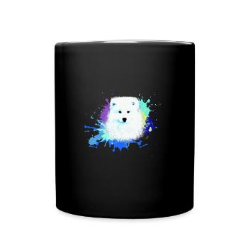 Samoyed, dog ,graffiti,painting wolf,pastel,colorful - Full Colour Mug - black - Front