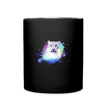 snow leopard,cat,leopard, jaguar,colorful - Full Colour Mug - black - Front