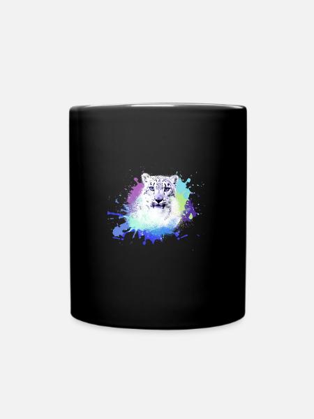 Léopard des neiges,chat,léopard, jaguar,coloré - Mug uni - noir