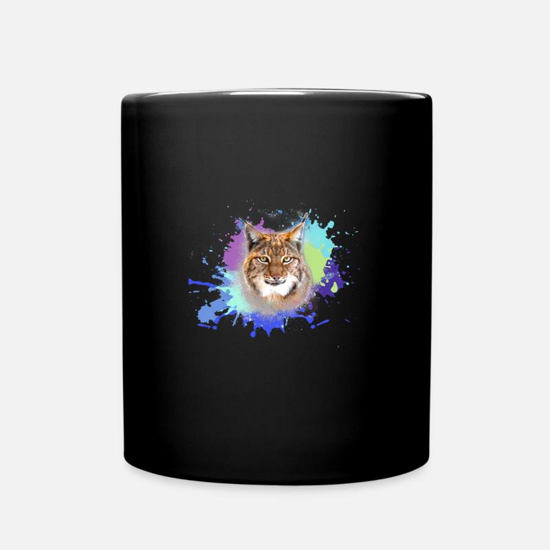 wildkatze,luchs,bunt,graffiti,malerei,katze - Tasse einfarbig - Schwarz