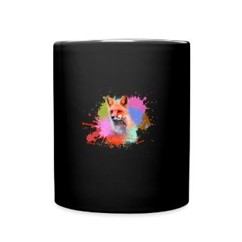 fuchs ,Graffiti, Malerei,fuchs ,aquarell - Tasse einfarbig - Schwarz - Vorne