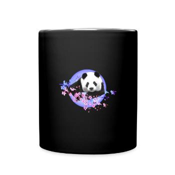 Panda,Panda Bear,Colorful,Graffiti,Painting,Cherry Blossom - Full Colour Mug - black - Front
