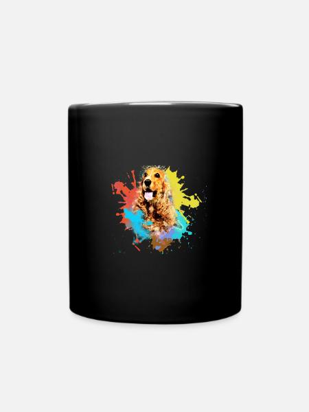 Cocker spaniel, peinture, aquarelle, graffiti, chien - Mug uni - noir