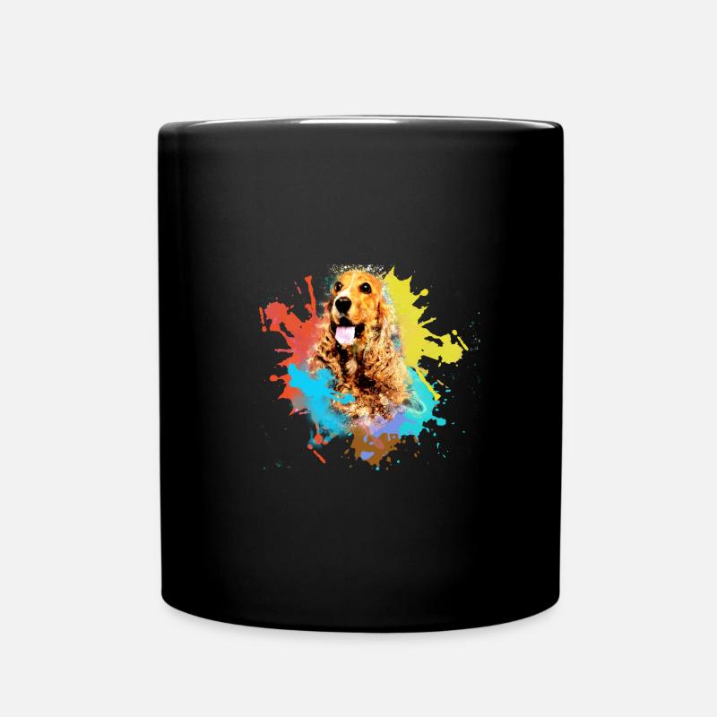 Cocker spaniel, peinture, aquarelle, graffiti, chien - Mug uni - noir