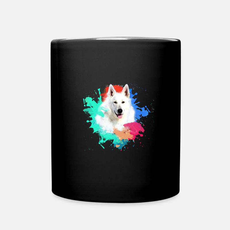weisser schäferhund ,hund ,bunt,hund ,Malerei,wolf - Tasse einfarbig - Schwarz