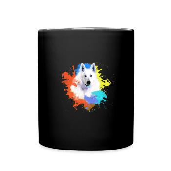 weisser sweisser schäferhund ,hund ,bunt,hund , - Tasse einfarbig - Schwarz - Vorne