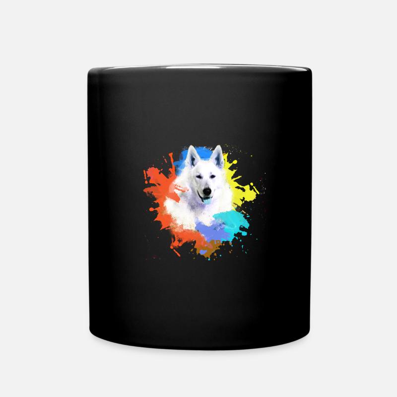 Chien de berger blanc blanc ,chien ,coloré,chien , - Mug uni - noir