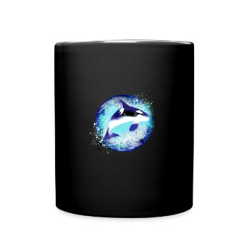 Baleine, Terre, Peinture, Bleu, Épaulard, Mer, Planète - Mug uni - noir - Devant