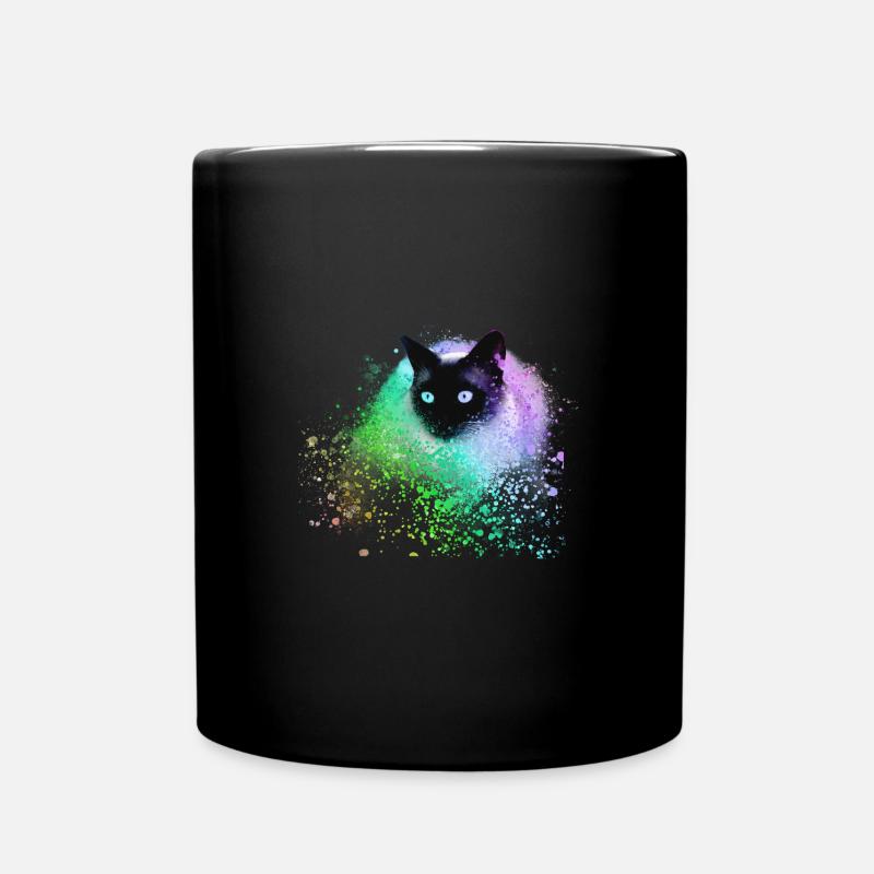 siam katze,bunt,graffit,imalerei kunst,katze,retro - Tasse einfarbig - Schwarz