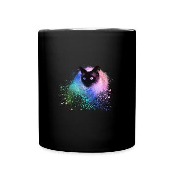 Siamese Cat,Colorful,Graffit,iPainting Art,Cat,Green - Full Colour Mug - black - Front