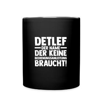 Vorname Detlef - Tasse einfarbig - Schwarz - Vorne