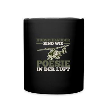 Pilot Helikopter Hubschrauber - Tasse einfarbig - Schwarz - Vorne