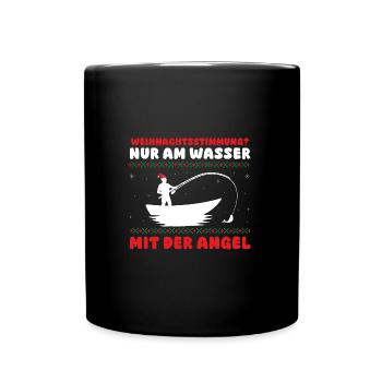 Santa Claus Fishing Christmas Party Christmas - Full Colour Mug - black - Front
