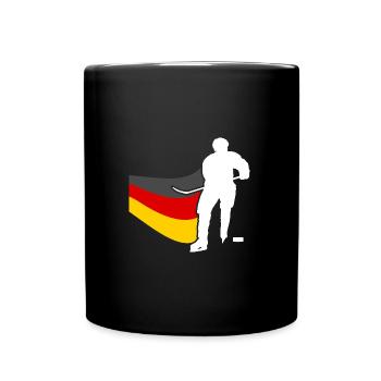 Eishockeyspieler Deutschland Flagge Eishockey - Tasse einfarbig - Schwarz - Vorne