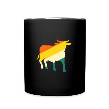 Büffel Rind Ochsen - Tasse einfarbig - Schwarz - Vorne