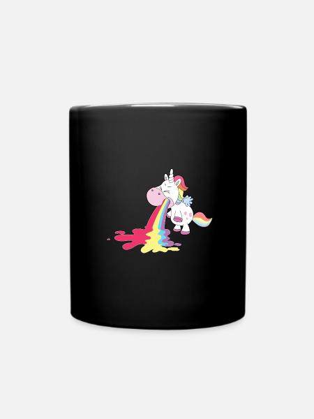 Einhorn kotzt Regenbogen Personalisieren - Tasse einfarbig - Schwarz