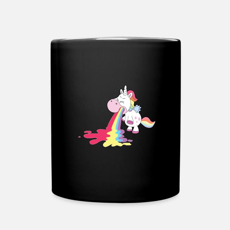 Einhorn kotzt Regenbogen Personalisieren - Tasse einfarbig - Schwarz