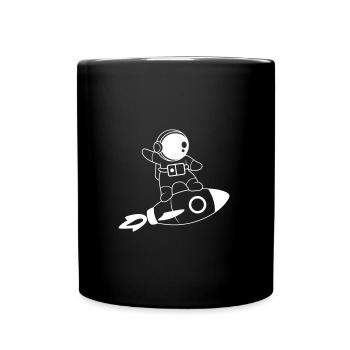 ASTRONAUT ROCKET SPACE SPACE STAR FLY MOTIF - Full Colour Mug - black - Front