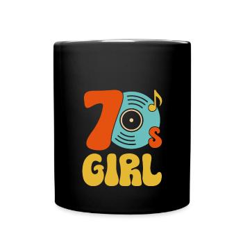 70er Jahre Mädchen 70s Girl Hippie - Tasse einfarbig - Schwarz - Vorne