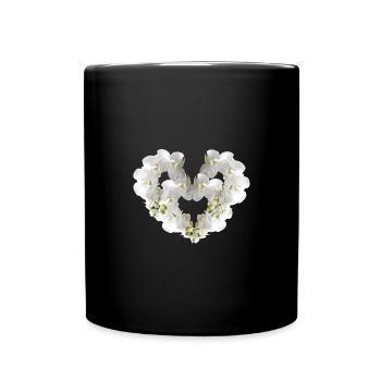 orchidee,blumen,blumenherz,herz - Tasse einfarbig - Schwarz - Vorne