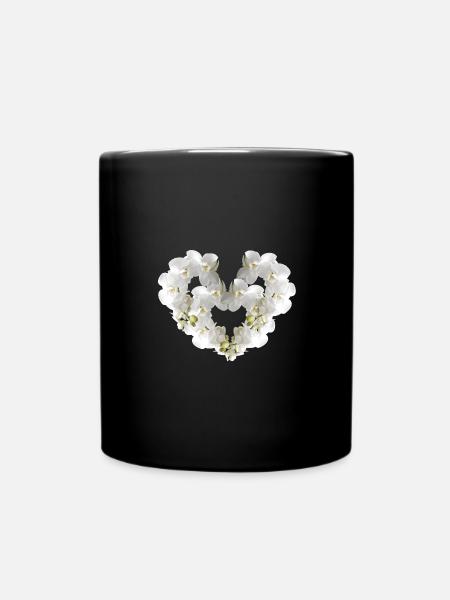 orchidee,blumen,blumenherz,herz - Tasse einfarbig - Schwarz
