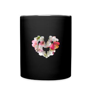 orchidee,blumen,blumenherz,herz - Tasse einfarbig - Schwarz - Vorne