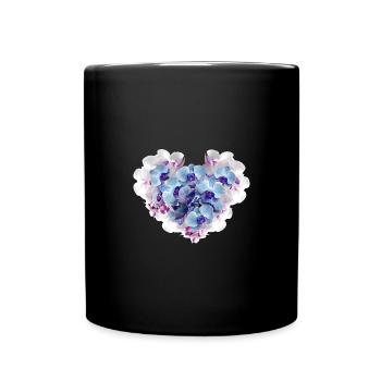 orchidee,blumen,blumenherz,herz - Tasse einfarbig - Schwarz - Vorne