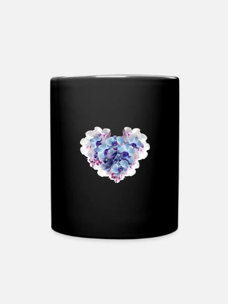 orchidee,blumen,blumenherz,herz - Tasse einfarbig - Schwarz