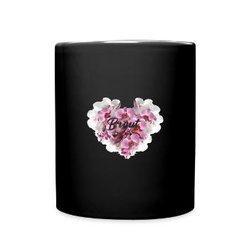 orchidee,blumen,blumenherz,herz,braut - Tasse einfarbig - Schwarz - Vorne