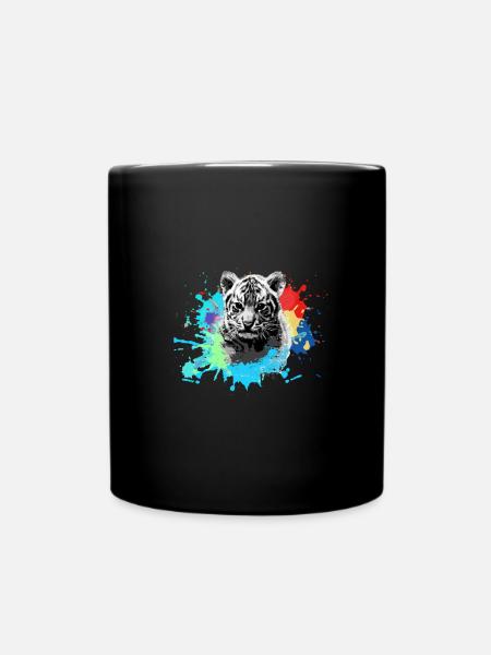 tigerbaby,tiger,blau,graffiti,malerei,klecks - Tasse einfarbig - Schwarz