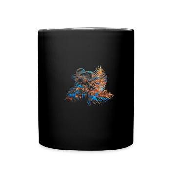 Fleur, Lotus, Tropical, Peinture, Blanc, Palmier, Or - Mug uni - noir - Devant