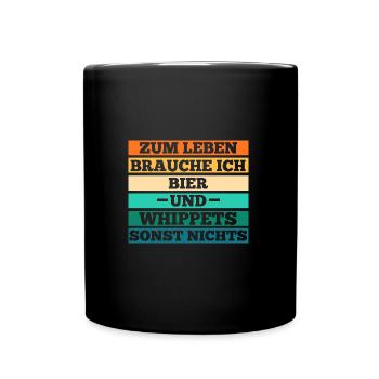 Hund Bier Whippet - Tasse einfarbig - Schwarz - Vorne