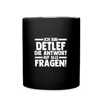 Vorname Detlef - Tasse einfarbig - Schwarz - Vorne