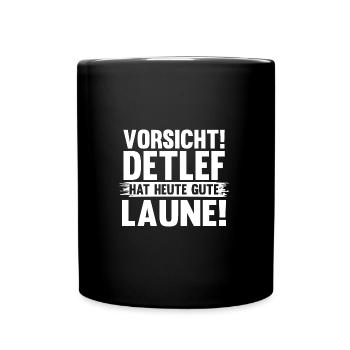 Vorname Detlef - Tasse einfarbig - Schwarz - Vorne