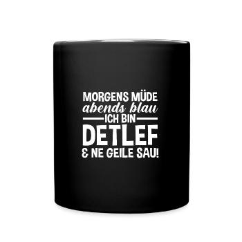 Vorname Detlef - Tasse einfarbig - Schwarz - Vorne
