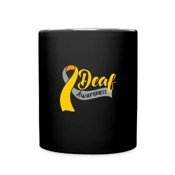 Deaf Deaf Deaf Sign Language - Full Colour Mug - black - Front