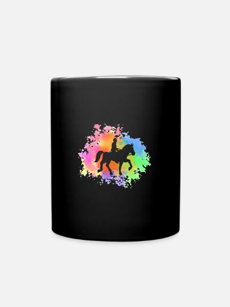 Reiten Pferde - Tasse einfarbig - Schwarz