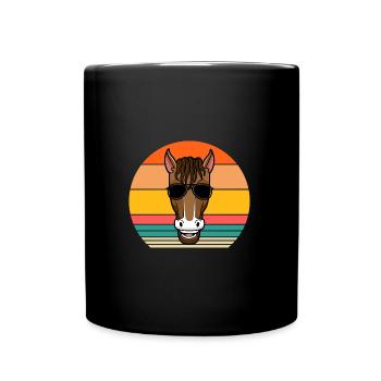 Reiten Pferd - Tasse einfarbig - Schwarz - Vorne