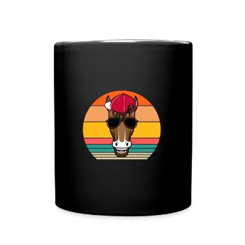 Reiten Pferd - Tasse einfarbig - Schwarz - Vorne