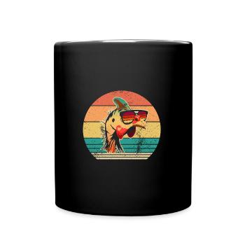Hühner Hahn Perlhuhn - Tasse einfarbig - Schwarz - Vorne