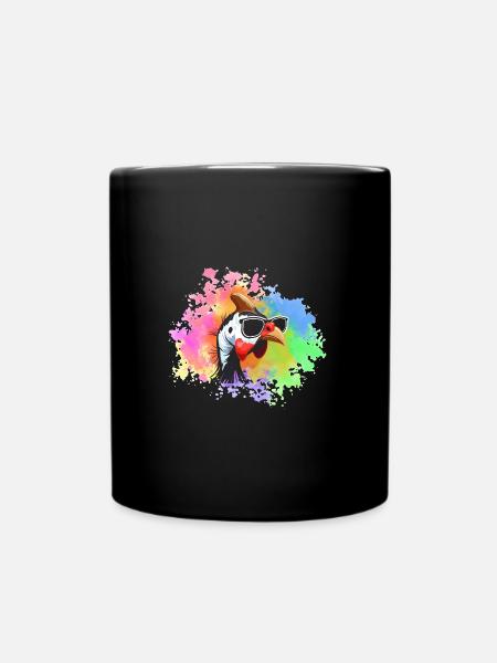 Chickens Rooster Guinea Fowl - Full Colour Mug - black