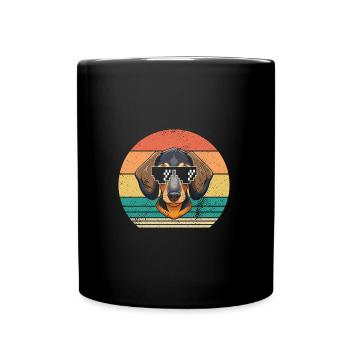 Hund Dackel - Tasse einfarbig - Schwarz - Vorne