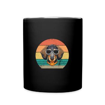 Hund Dackel - Tasse einfarbig - Schwarz - Vorne