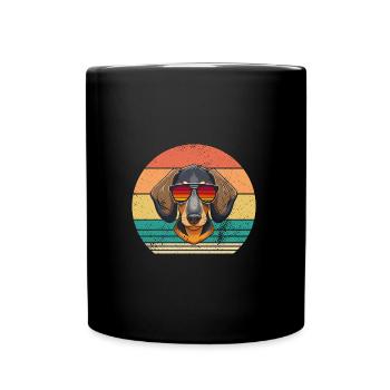 Hund Dackel - Tasse einfarbig - Schwarz - Vorne