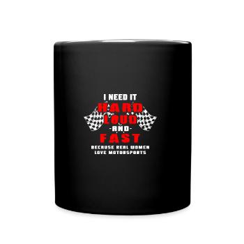Frauen Lieben Motorsport - Tasse einfarbig - Schwarz - Vorne