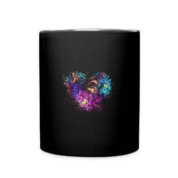 ungarische blumen,Herz,ornamente,blumenherz - Tasse einfarbig - Schwarz - Vorne